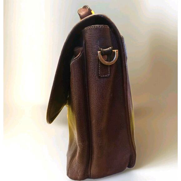 Vtg Pebbled Leather Briefcase Lap Top Messenger Bag Adjustable Shoulder Strap - Picture 4 of 15